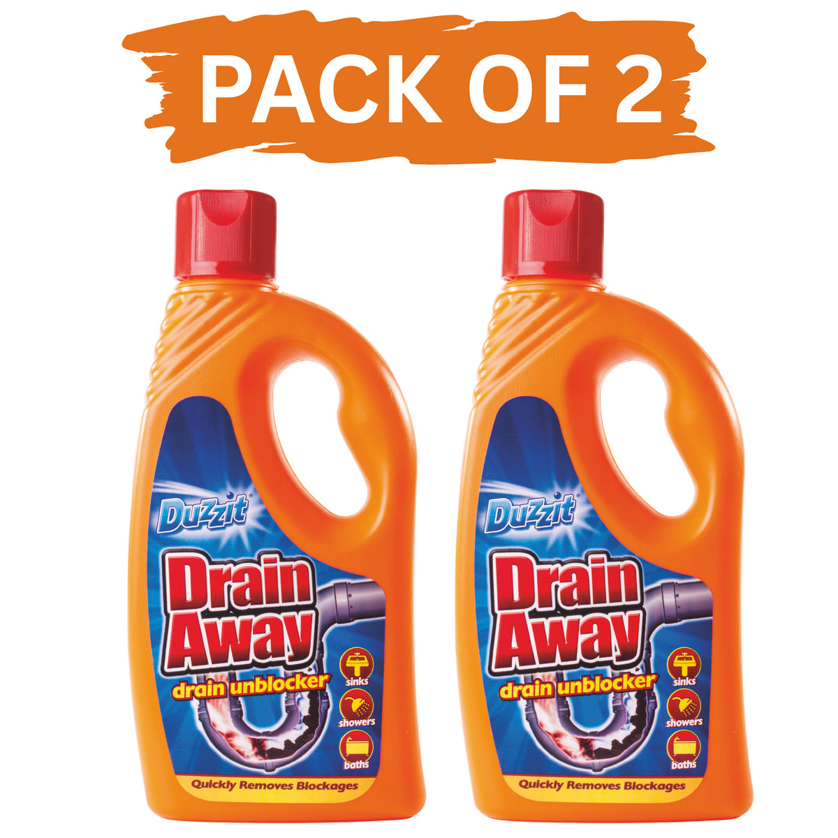 2X Drain Unblocker Liquid 400ml Kitchen Sink Bathroom Indoor Outdoor Drain Away