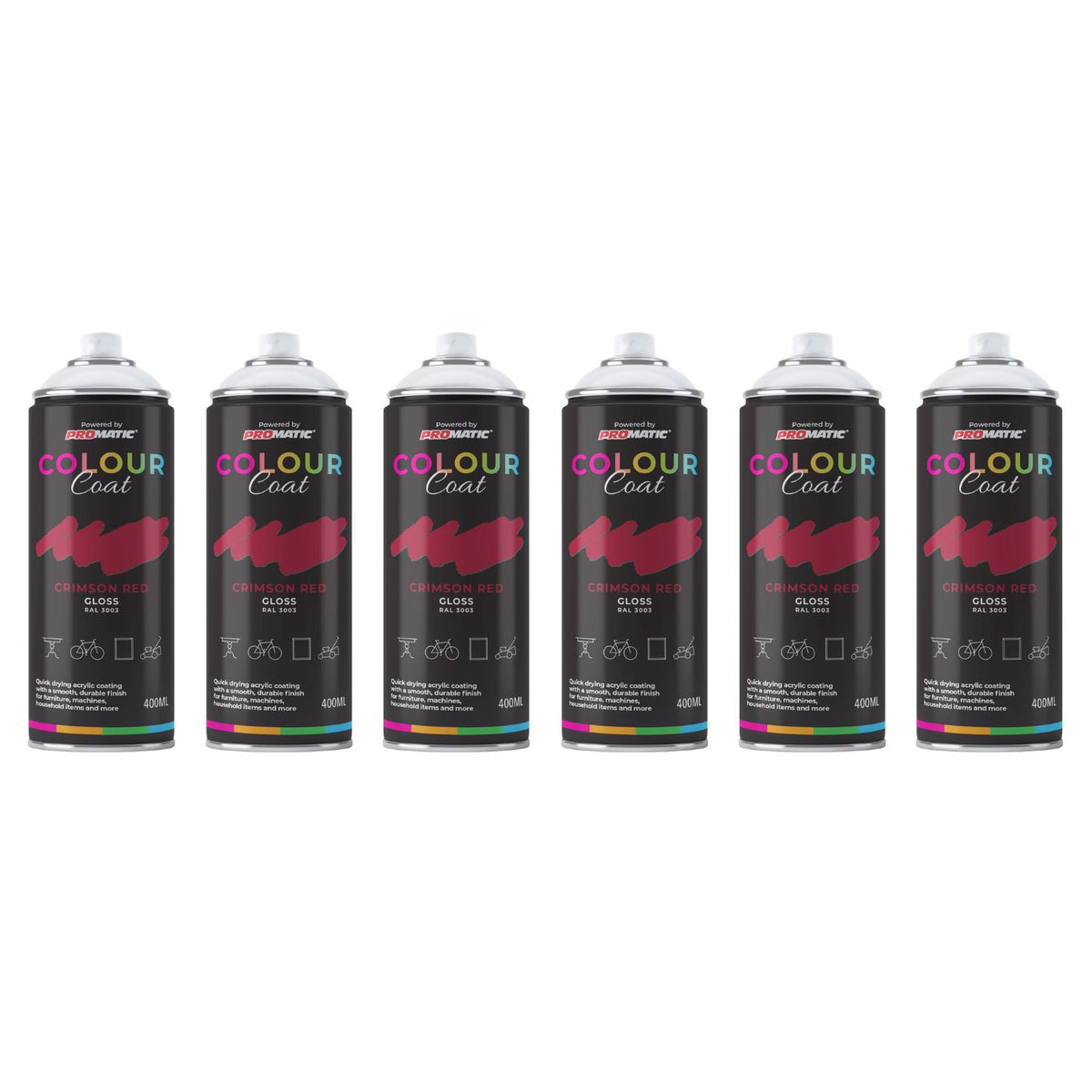 6X Crimson Red RAL 3003 Gloss Spray Paint 400ml