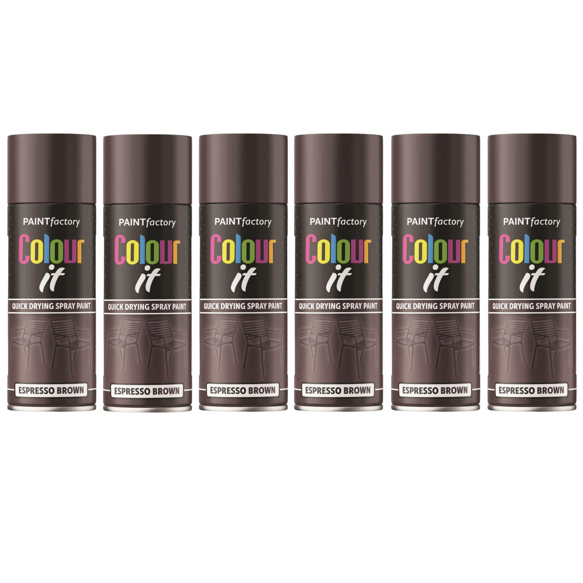 6X Paint Factory Espresso Brown Gloss Spray Paint 400ml