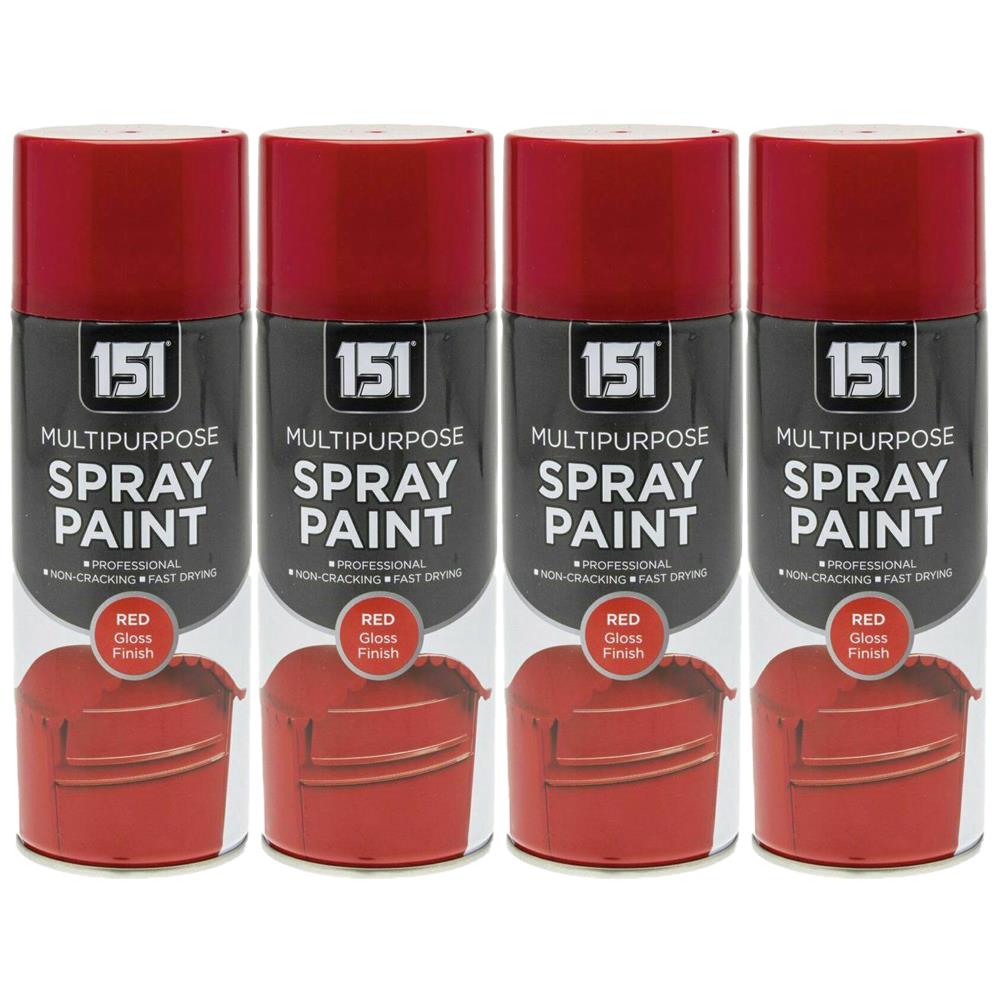4X Red Gloss Spray Paint 400ml