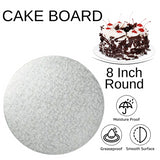 1 Board - 8" Round Silver Double Thick Cards Cake Board