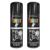 2X Paint Factory Jet Black Gloss Spray Paint 400ml Spray Paint