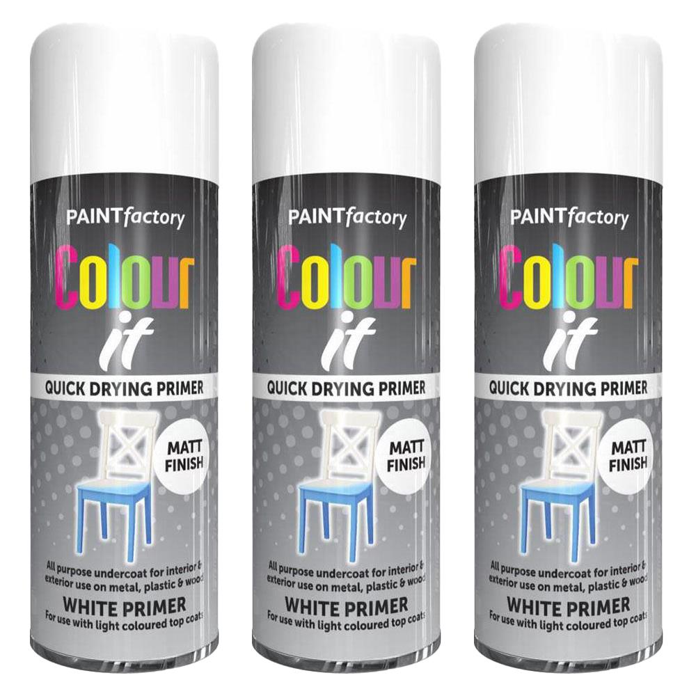 3X Paint Factory White Primer Spray Paint 400ml