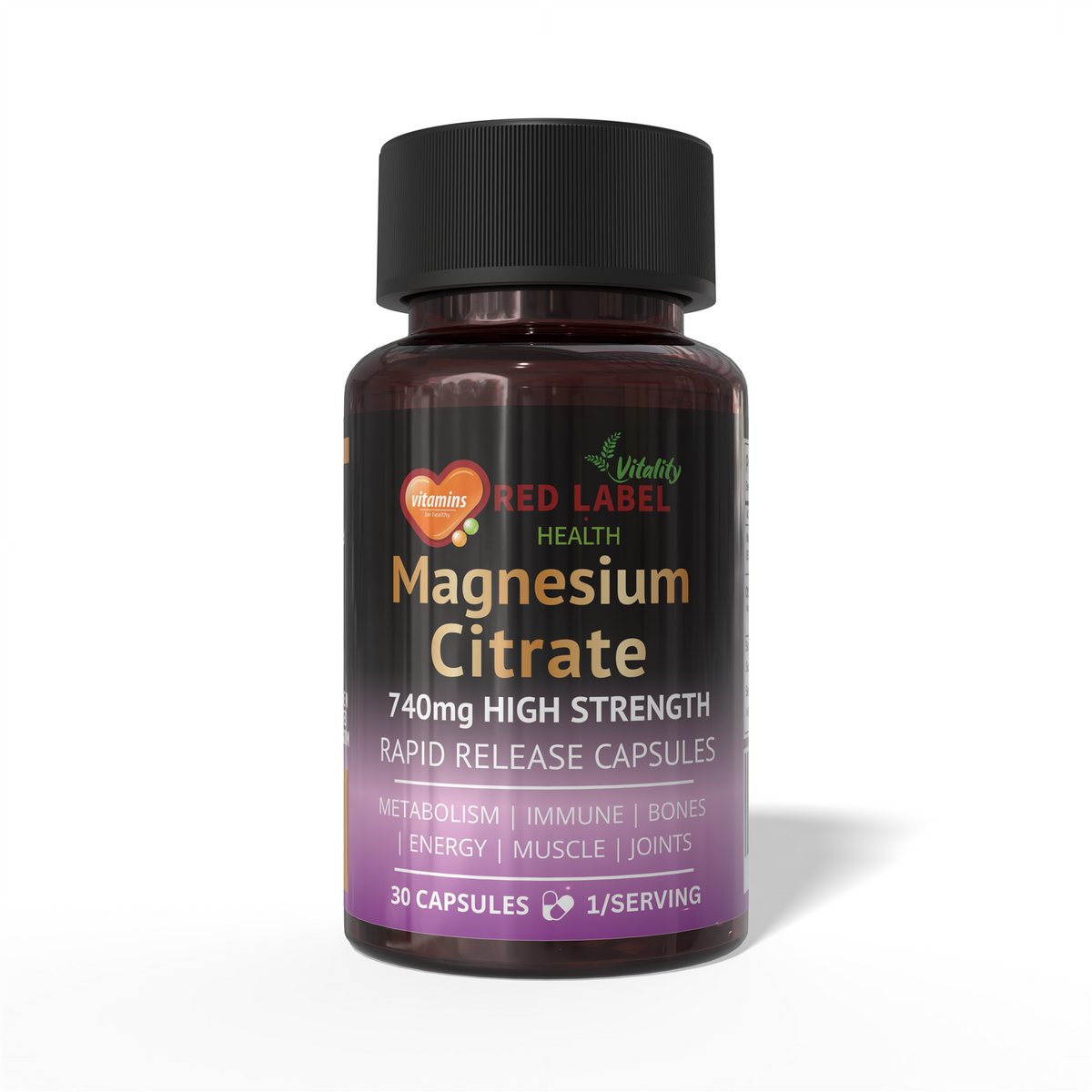 Magnesium Citrate 740mg 30 Capsules High Strength Fatigue & PMS