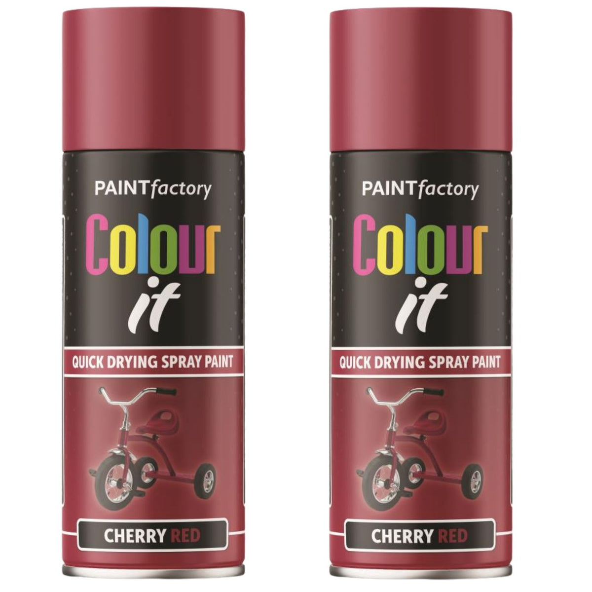 2X Paint Factory Cherry Red Gloss Spray Paint 400ml