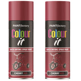 2X Paint Factory Cherry Red Gloss Spray Paint 400ml