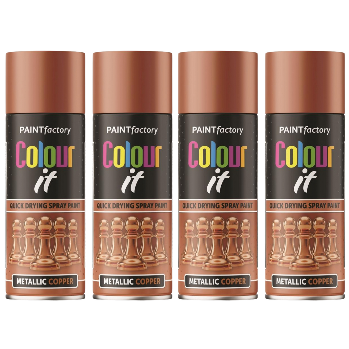 4X Paint Factory Copper  Metallic Spray Paint 400ml
