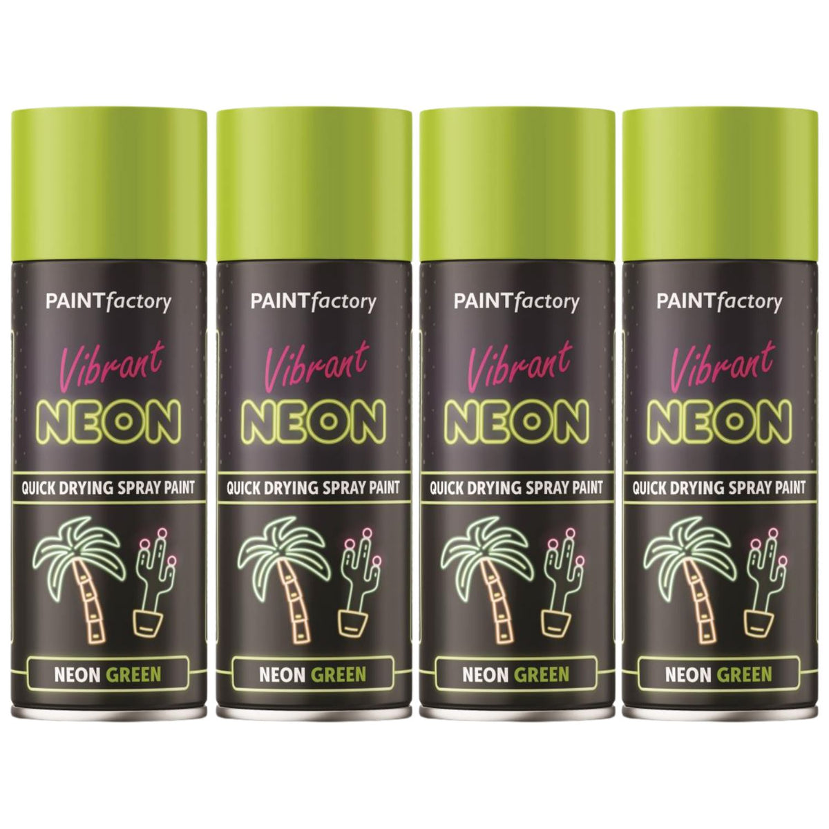 4X Paint Factory Neon Green Spray Paint 400ml