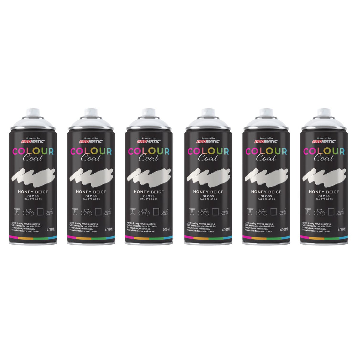 6X Honey Beige RAL 070 85 05 Gloss Spray Paint 400ml