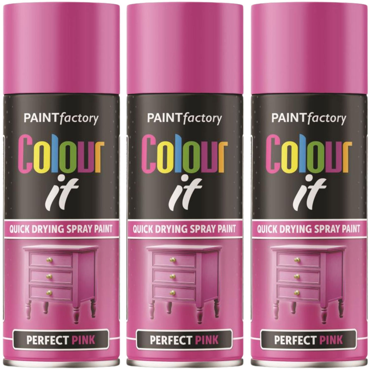 3X Paint Factory Perfect Pink Gloss Spray Paint 400ml