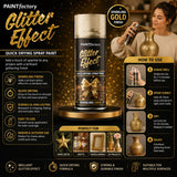12X - Paint Factory Gold Glitter Effect Spray Paint 400ml