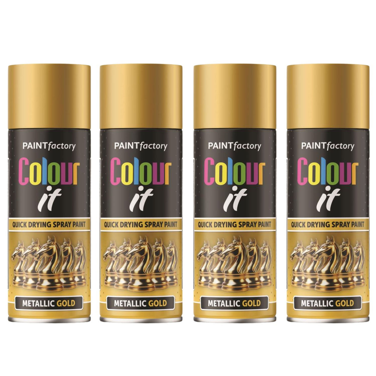4X Paint Factory Gold Metallic Spray Paint 400ml