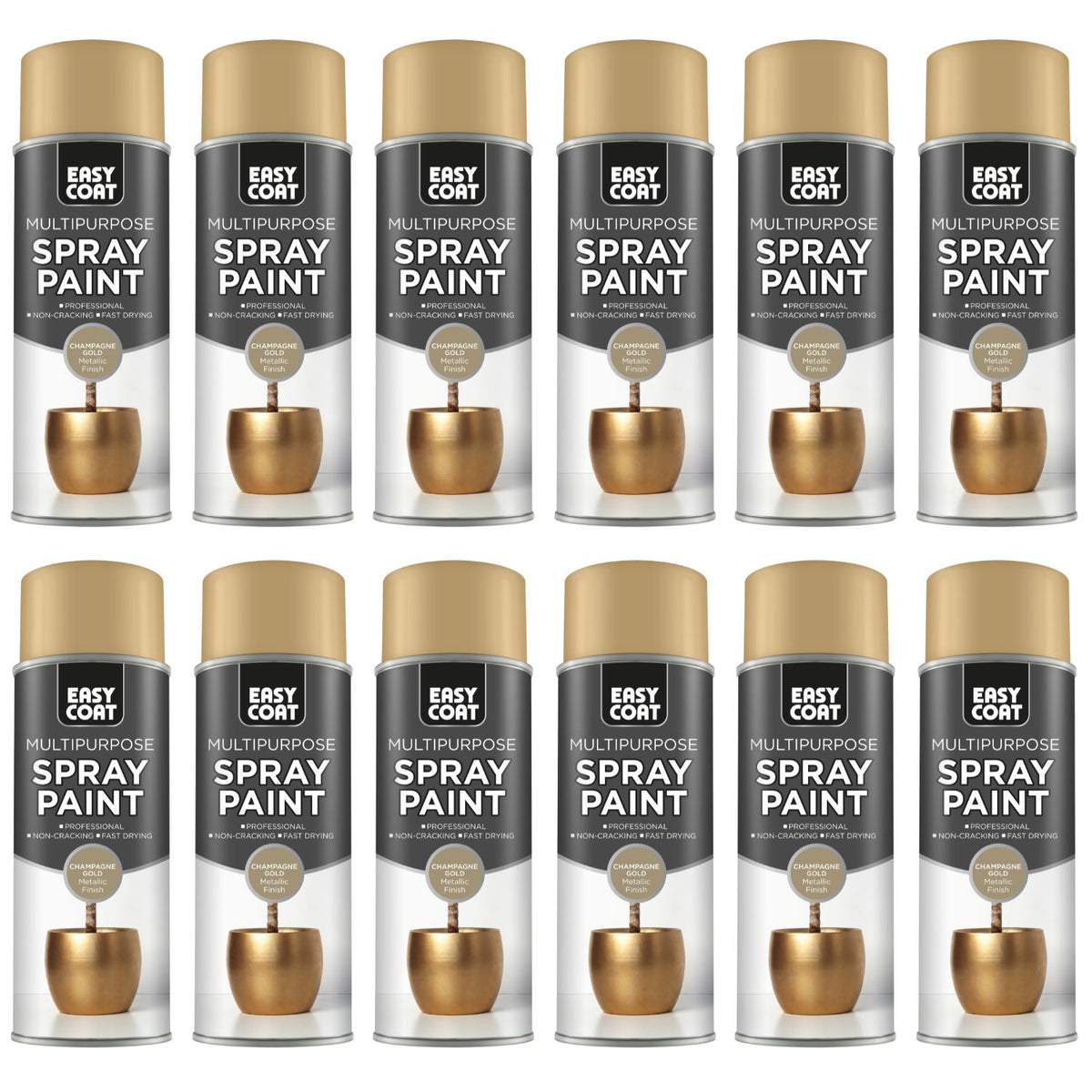 12X 151 Champagne Gold Metallic Gloss Spray Paint 400ml