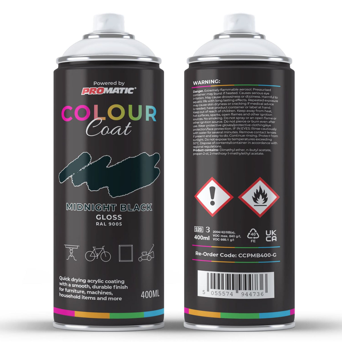 Midnight Black RAL 9005 Gloss Spray Paint 400ml