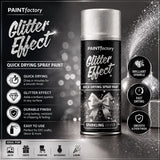 6X - Paint Factory Silver Glitter Effect Spray Paint 400ml