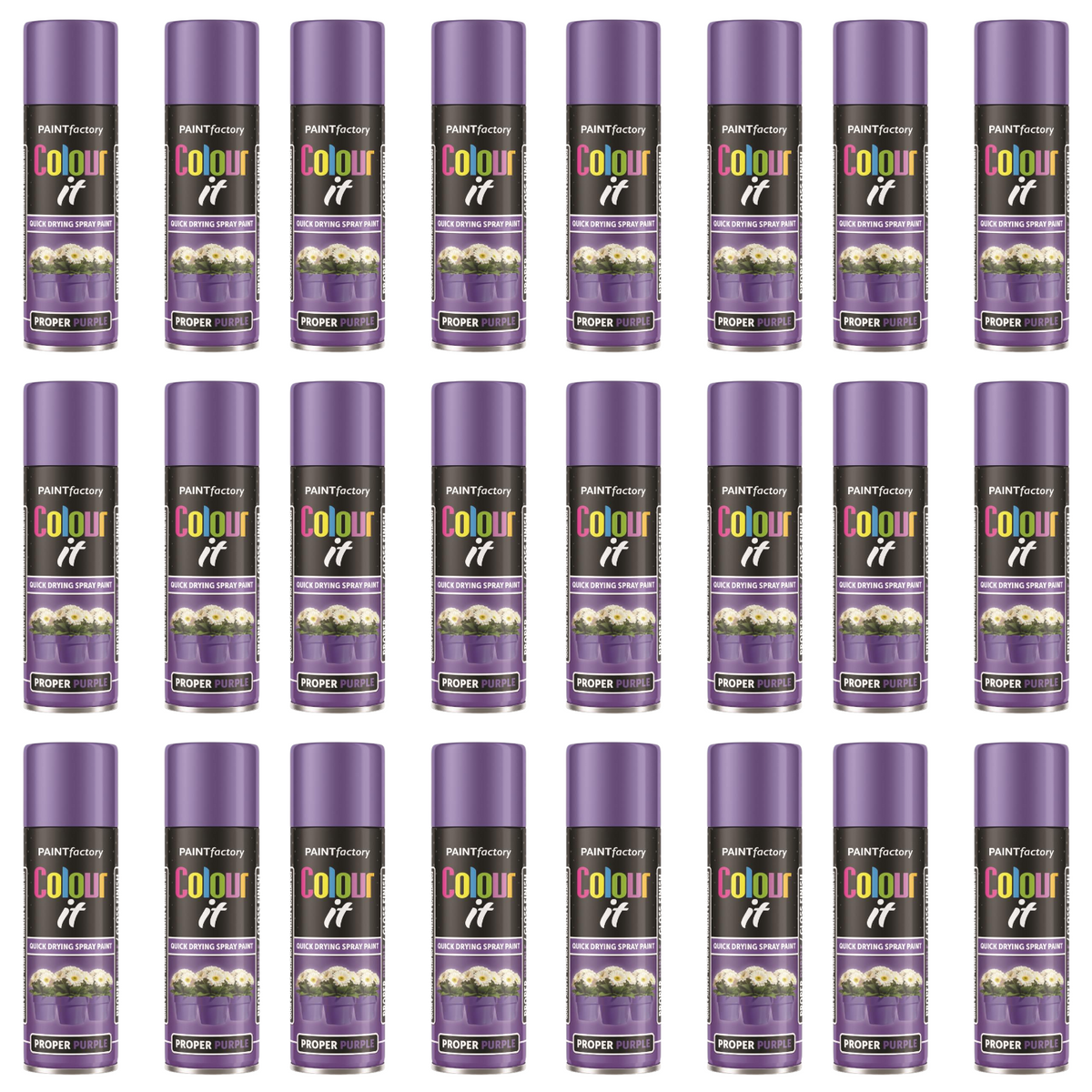 24X - Paint Factory Proper Purple Gloss Spray Paint 250ml