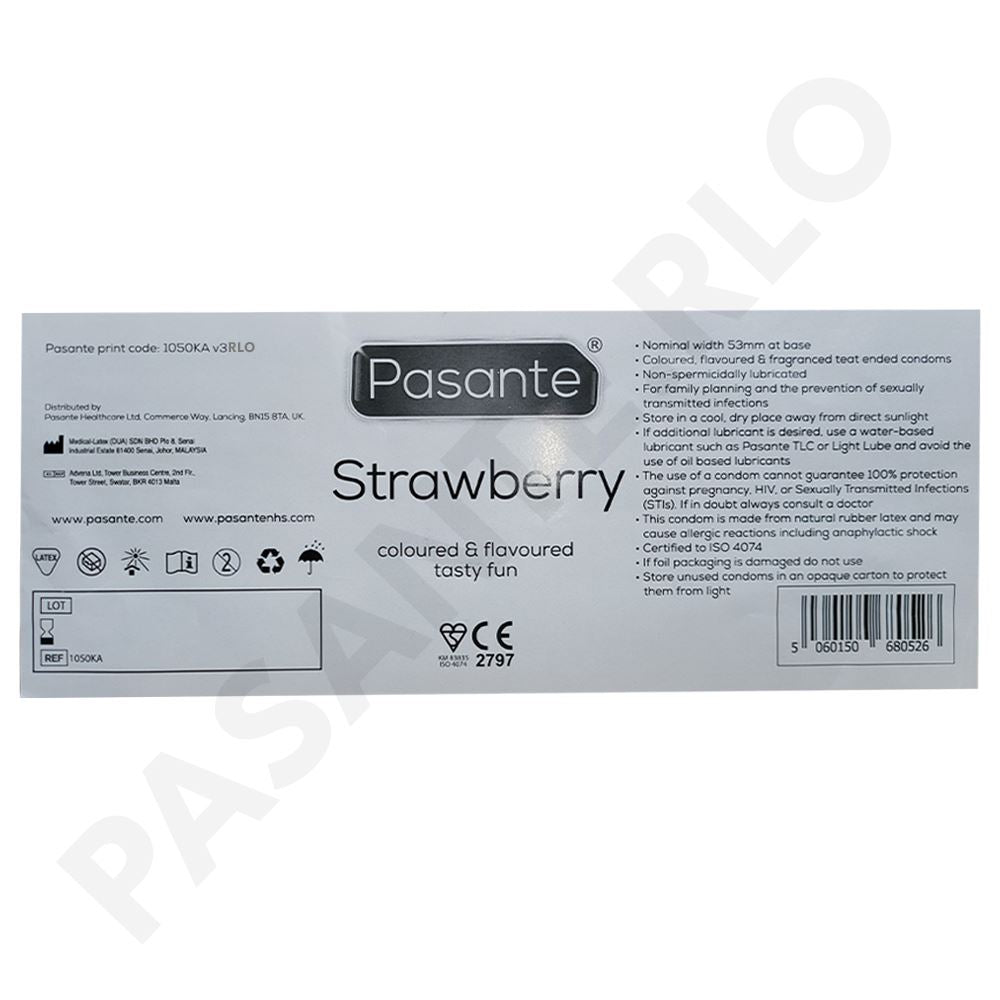 144X Pasante Flavoured Latex Condoms Strawberry Flavour Male Condom