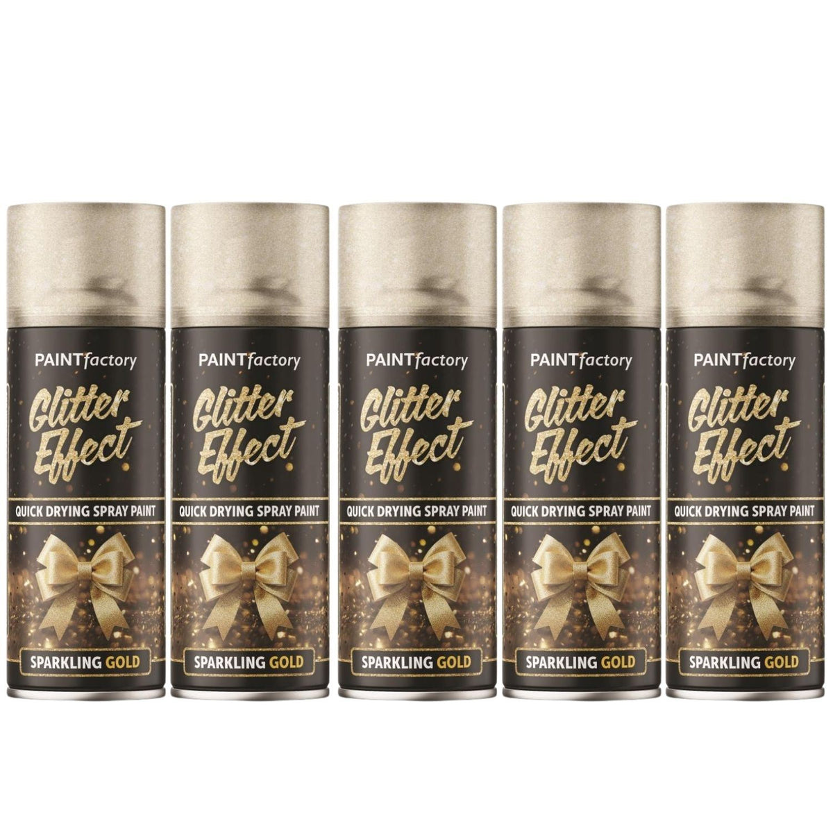 5X - Paint Factory Gold Glitter Effect Spray Paint 400ml