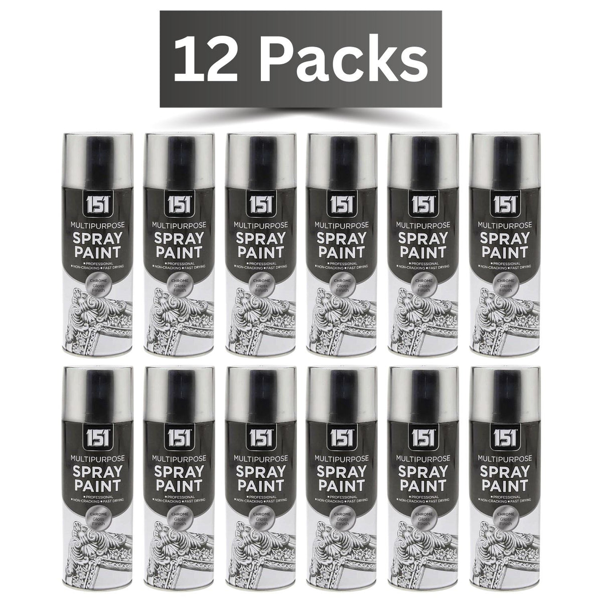 12X 151 Chrome Gloss Spray Paint 400ml