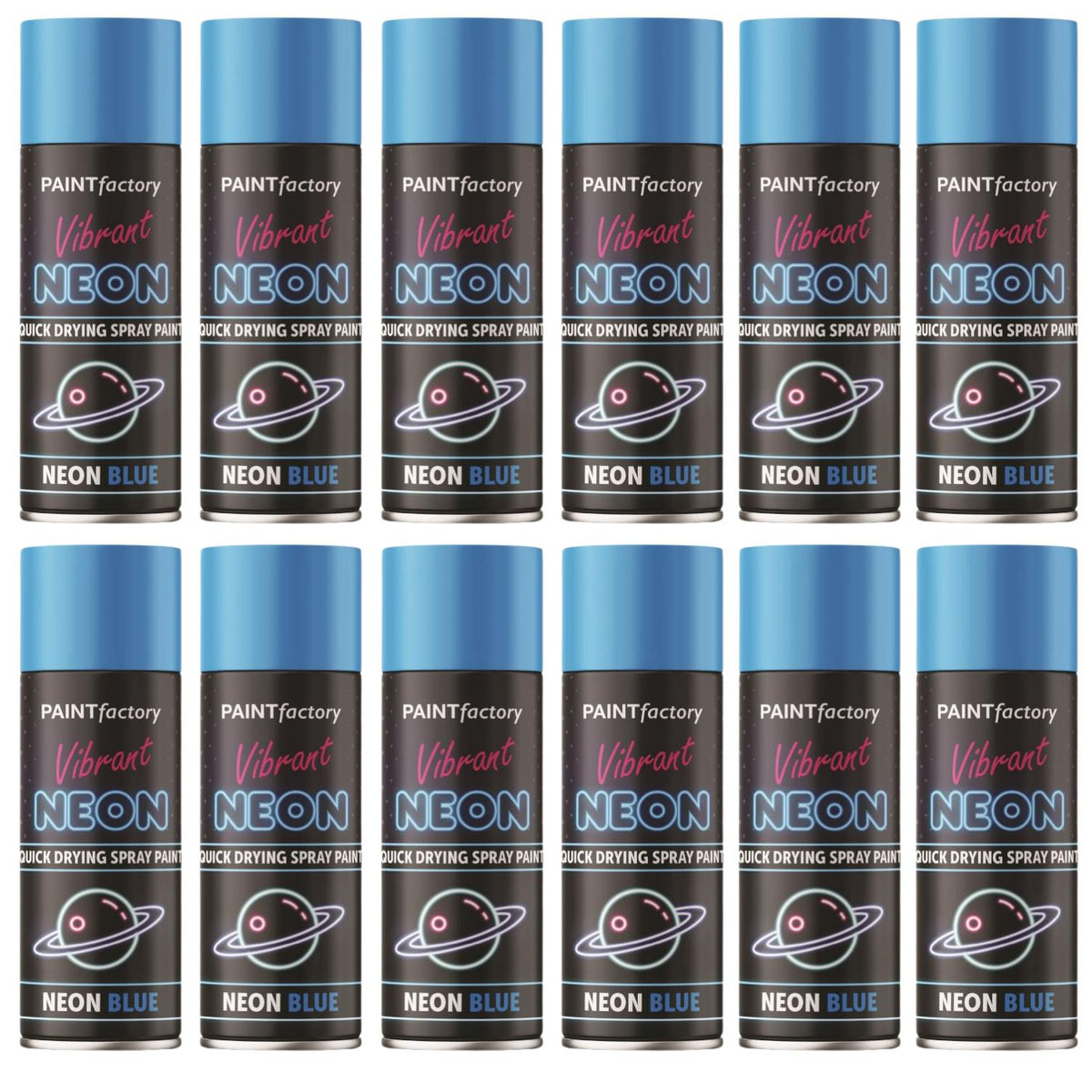 12X Paint Factory Blue Fluorescent Neon Spray Paint 200ml