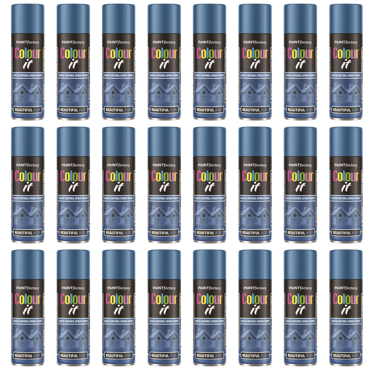 24X - Paint Factory Beautiful Blue Gloss Spray Paint 250ml