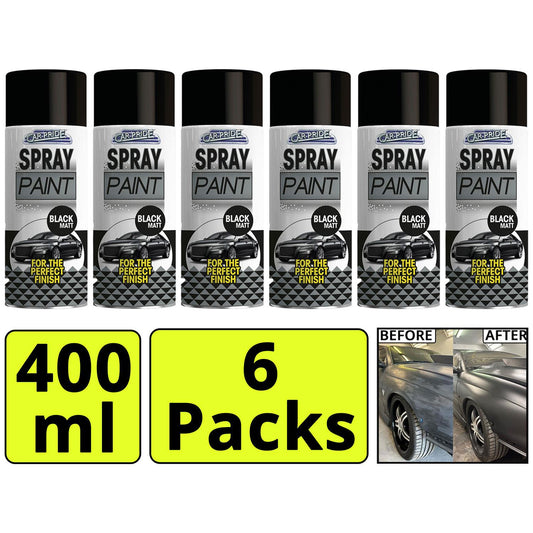 6X - Matt Black Car Spray 400ml