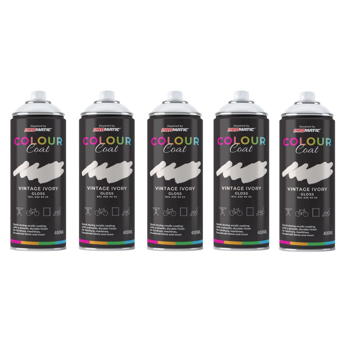 5X Vintage Ivory RAL 030 90 05 Gloss Spray Paint 400ml