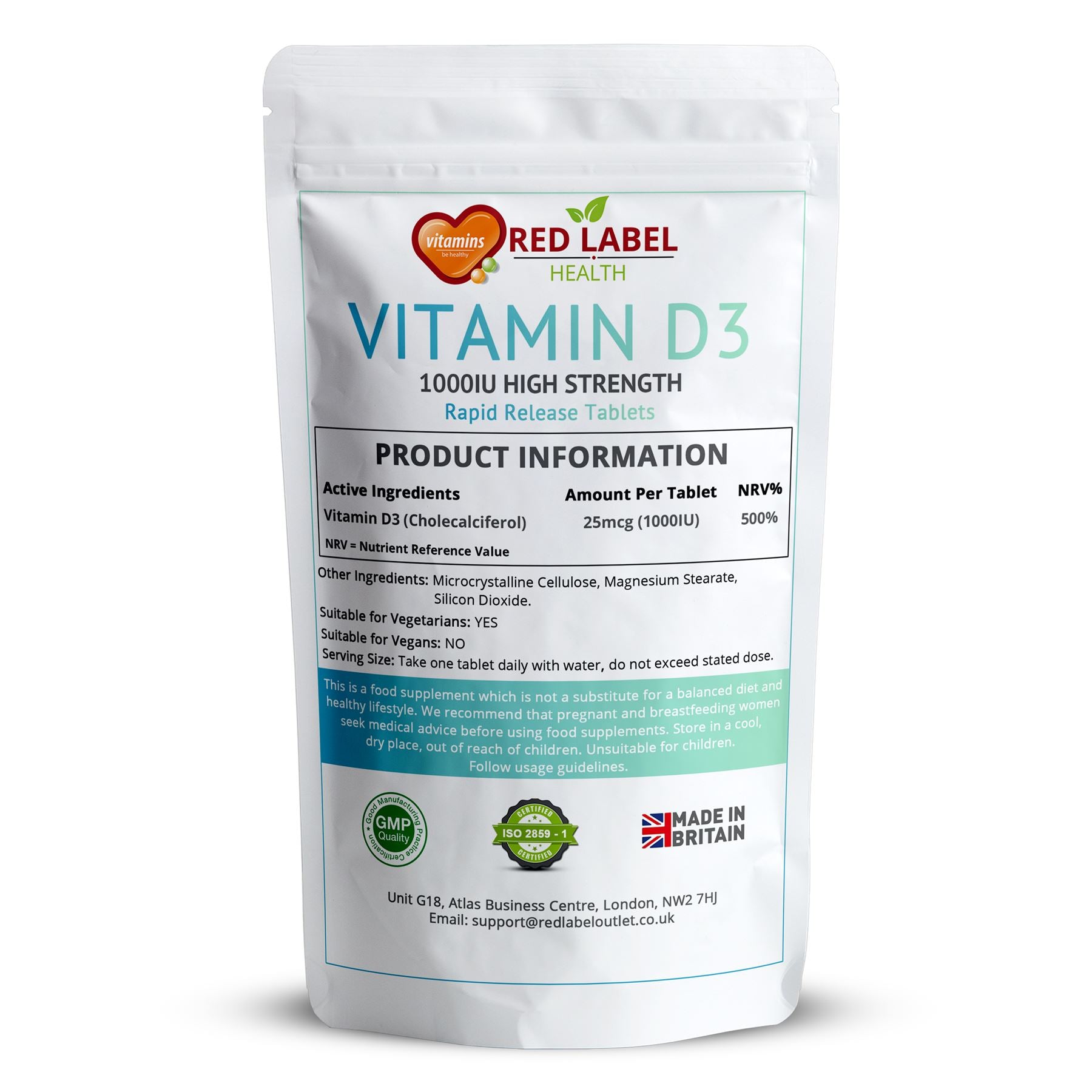 Vitamin D3 1000IU - 200 Tablets Vitamin D3