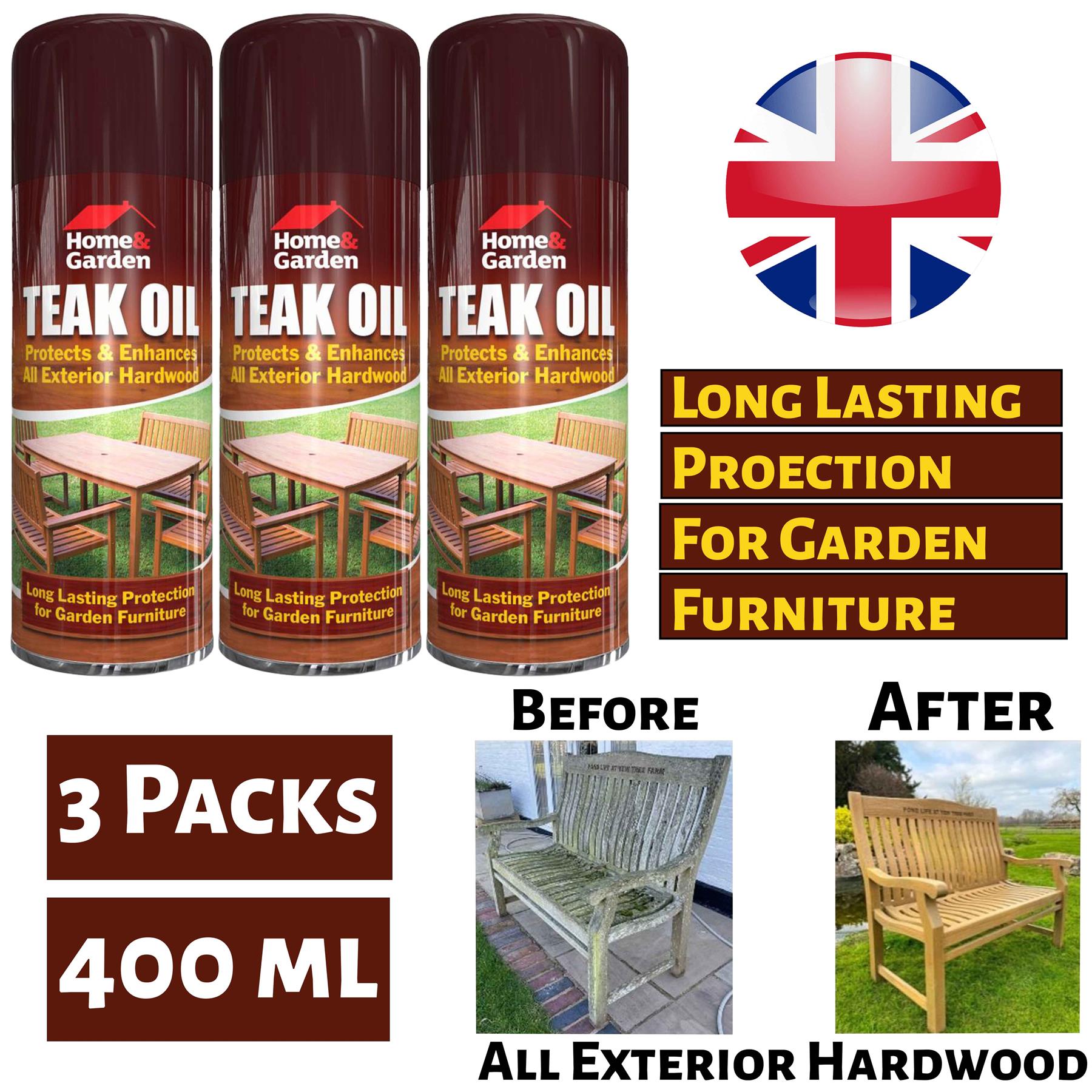 3X Home & Garden Teak Oil Spray 400ml Spray Paint