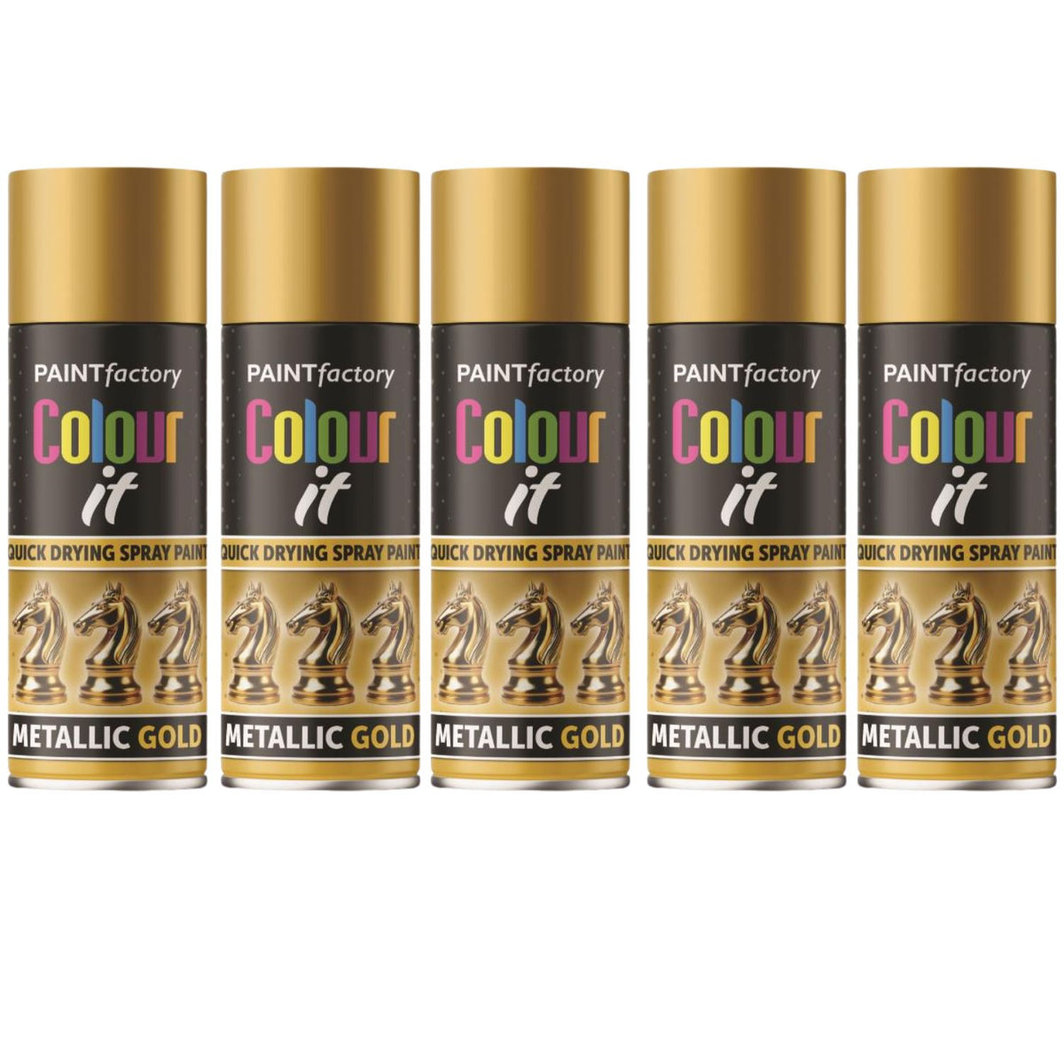 5X Paint Factory All Purpose Gold Metallic Spray Paint 200ml