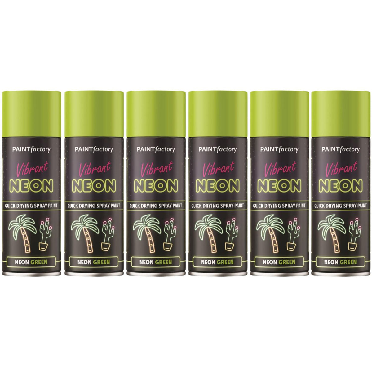 6X Paint Factory Neon Green Spray Paint 400ml