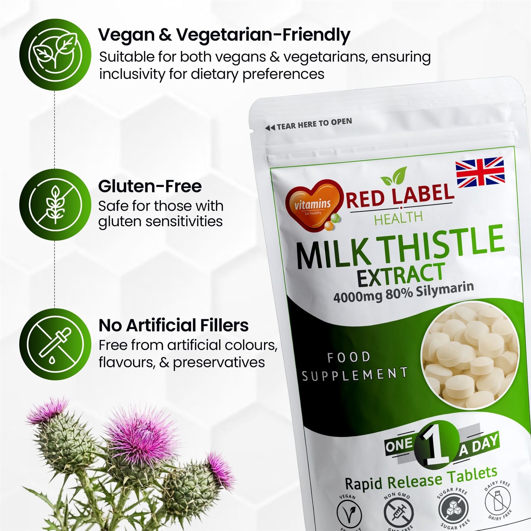 Milk Thistle Extract 4000mg - 60 Tablets Milk Thistle