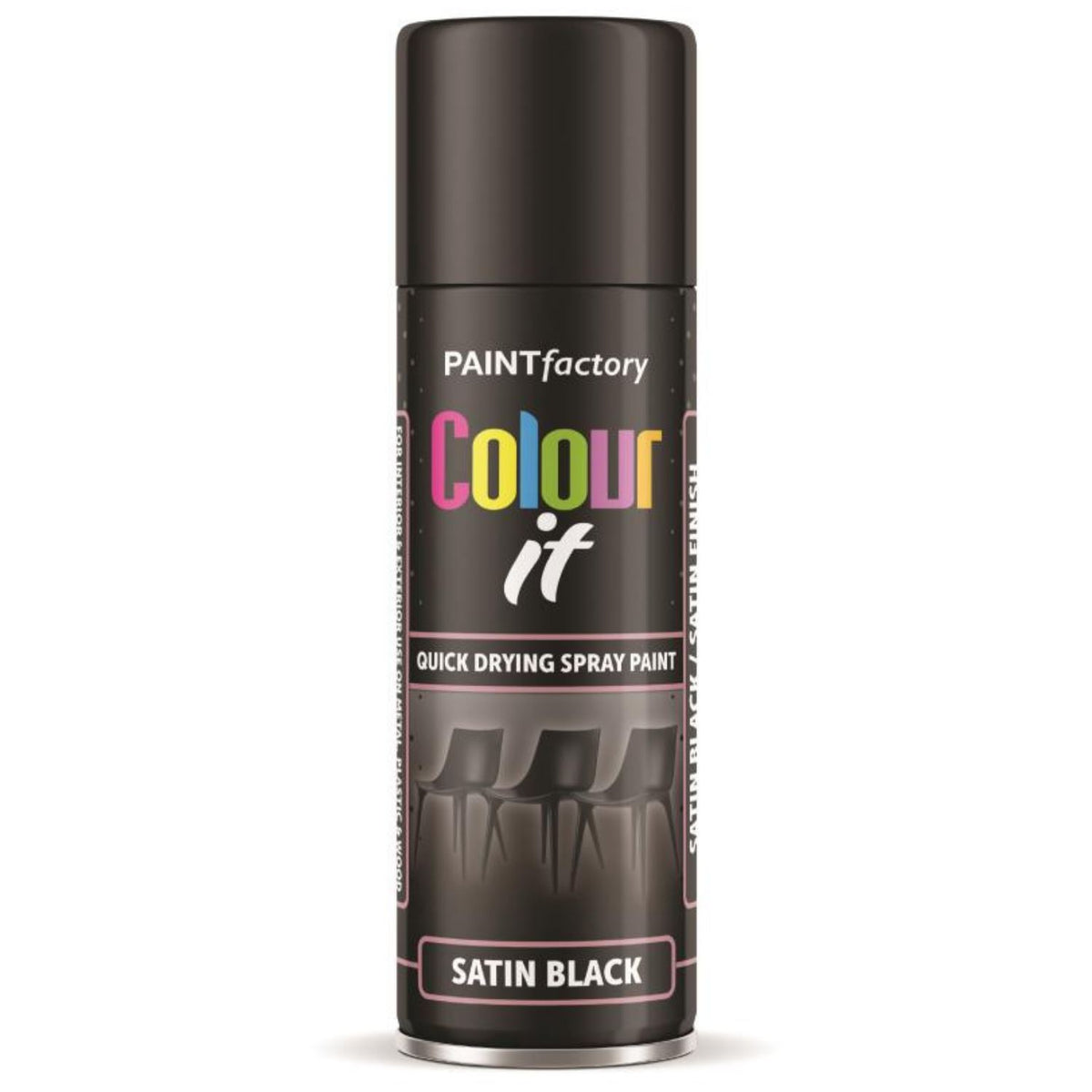 Paint Factory Black Satin Spray Paint 250ml