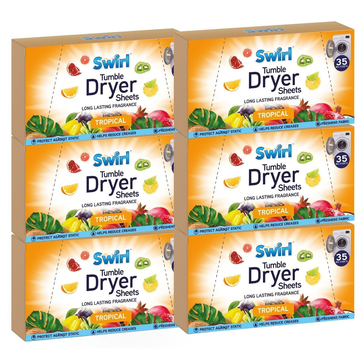 6X - Swirl Tumble Dryer Sheets Tropical 35Pk