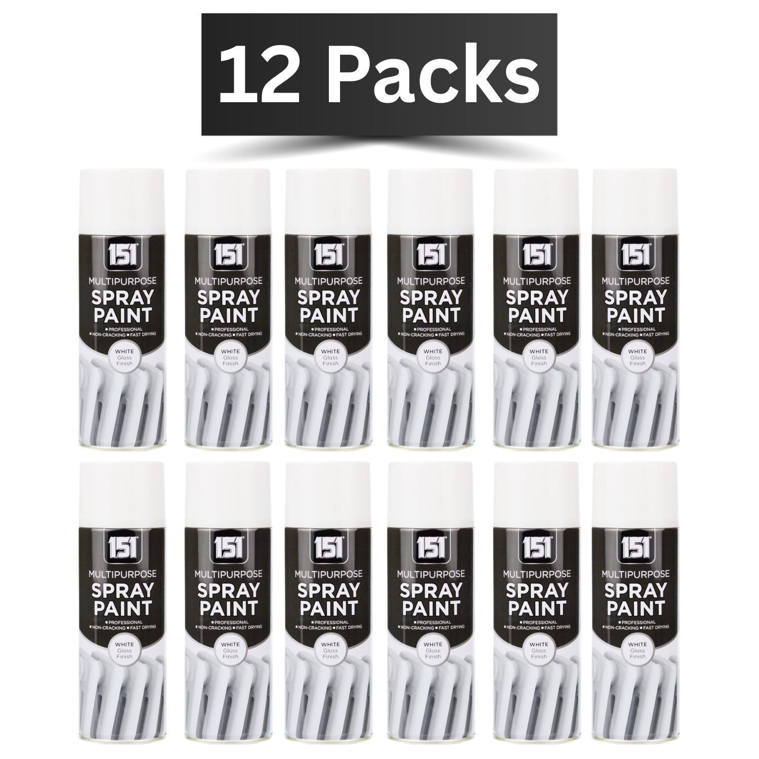 151 12 pack white gloss spray paint cans for versatile crafting and DIY projects
