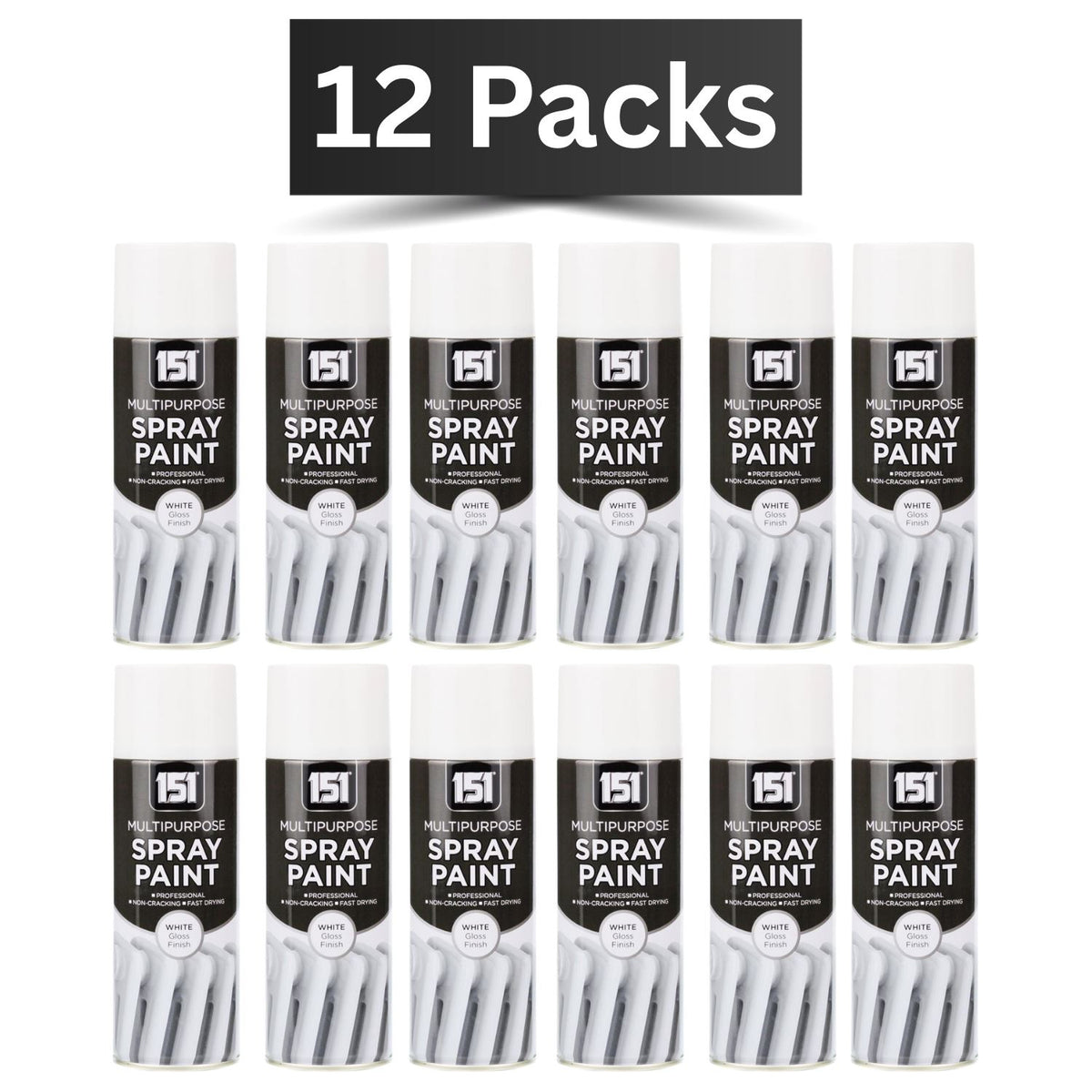 151 12 pack white gloss spray paint cans for versatile crafting and DIY projects