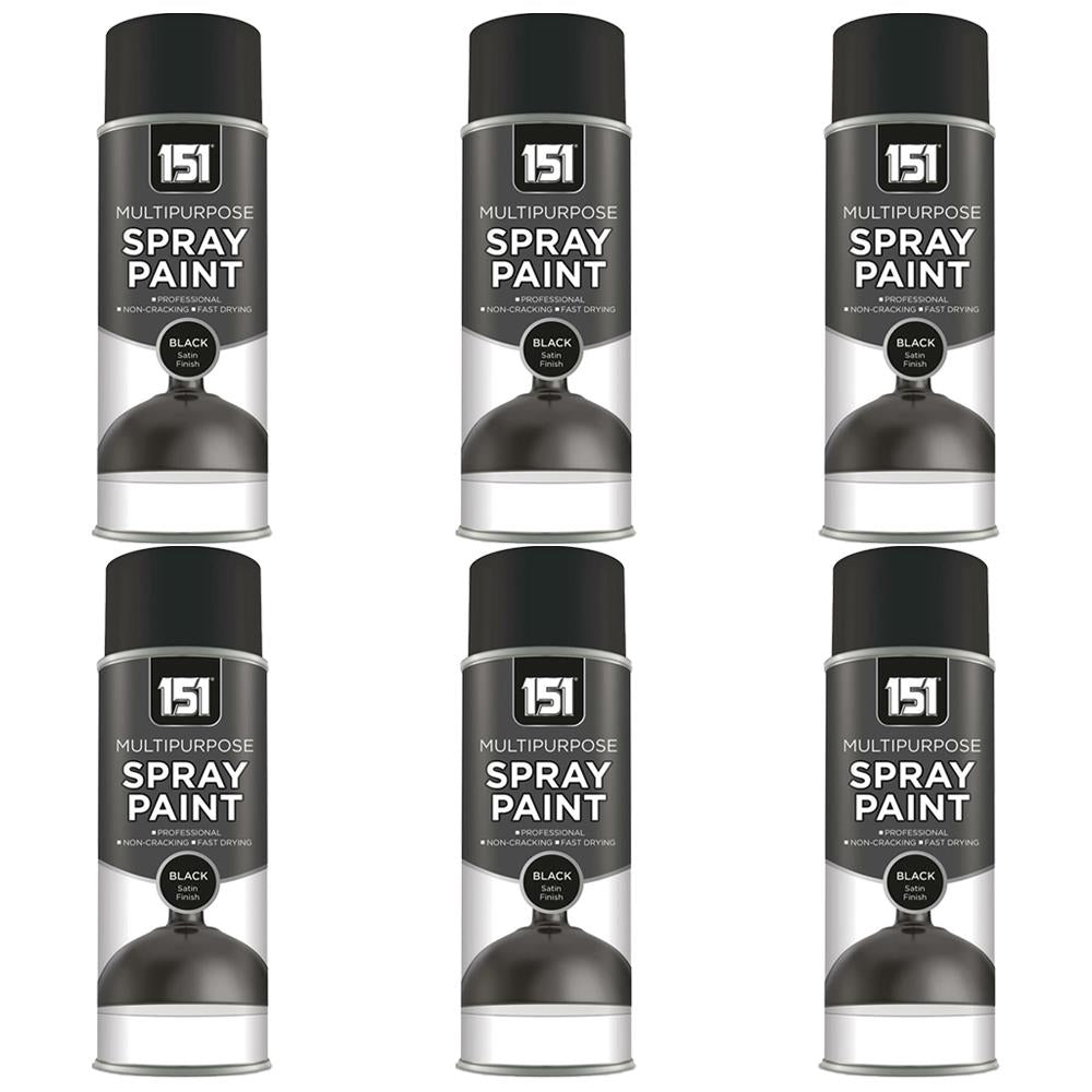 6X 151 Black Satin Spray Paint 400ml Spray Paint