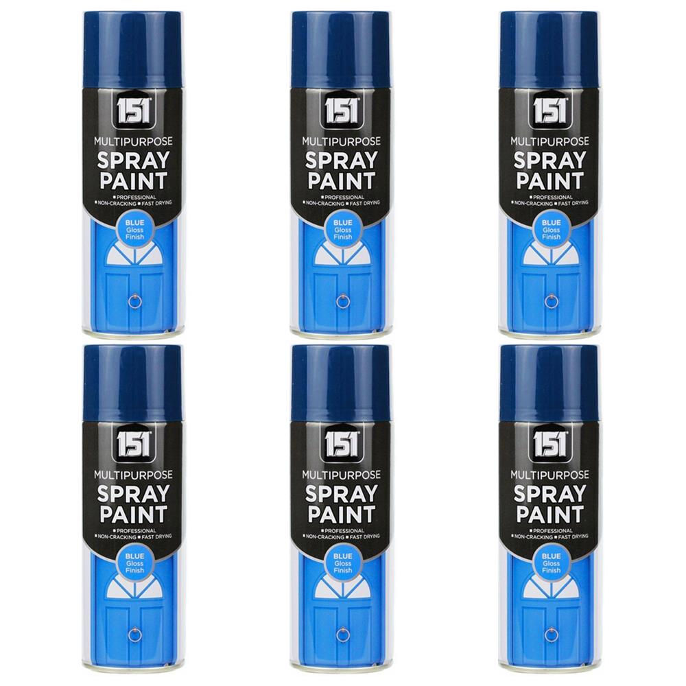 6X 151 Blue Gloss Spray Paint 400ml Spray Paint