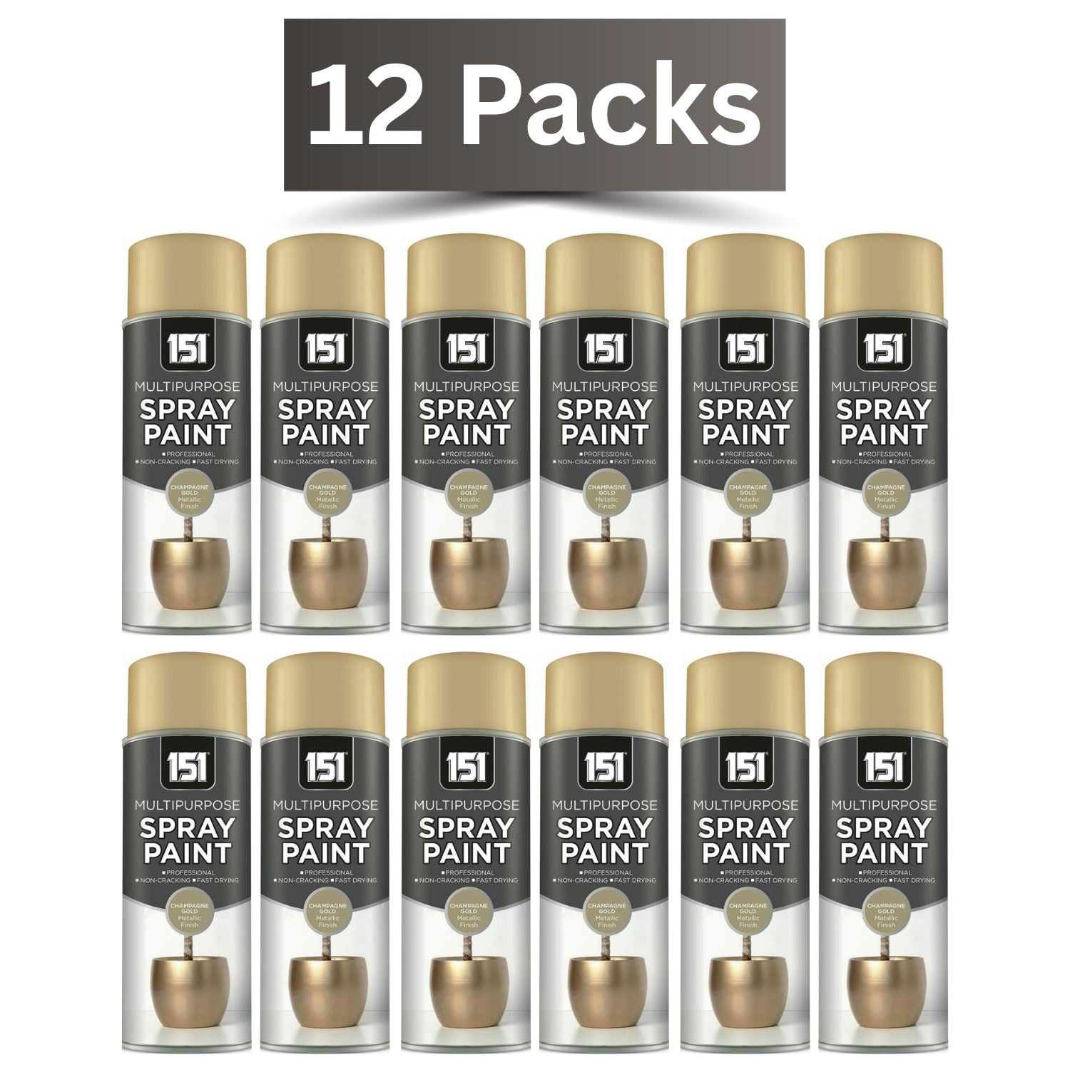 12 packs of champagne gold spray paint 400ml for versatile crafting and DIY projects