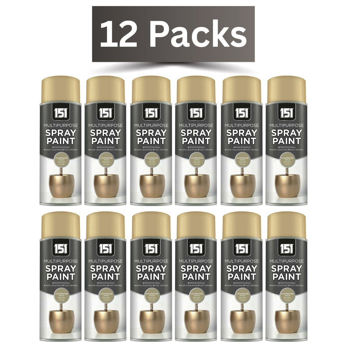 12 packs of champagne gold spray paint 400ml for versatile crafting and DIY projects