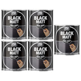 5X Matt Black Non-Drip Paint 300ml Tin Paint