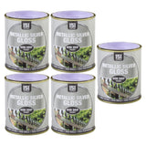 5X Metallic Silver Gloss Non-Drip Paint 300ml Tin Paint