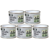 Five cans of metallic silver paint tin 180ml by vendor 151 with high lustre and performance