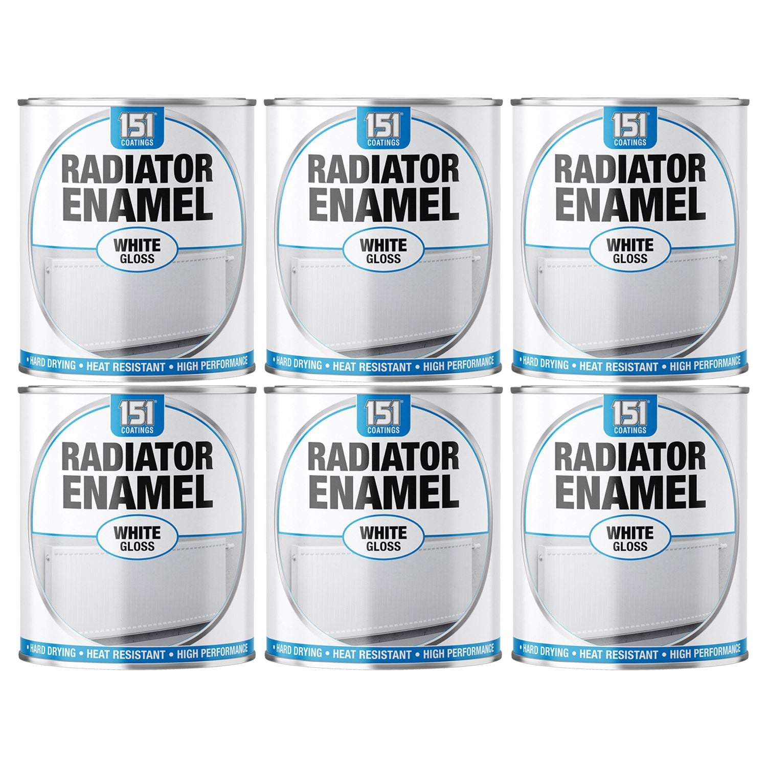 6X Radiator Enamel White Gloss Paint 300ml Tin Paint