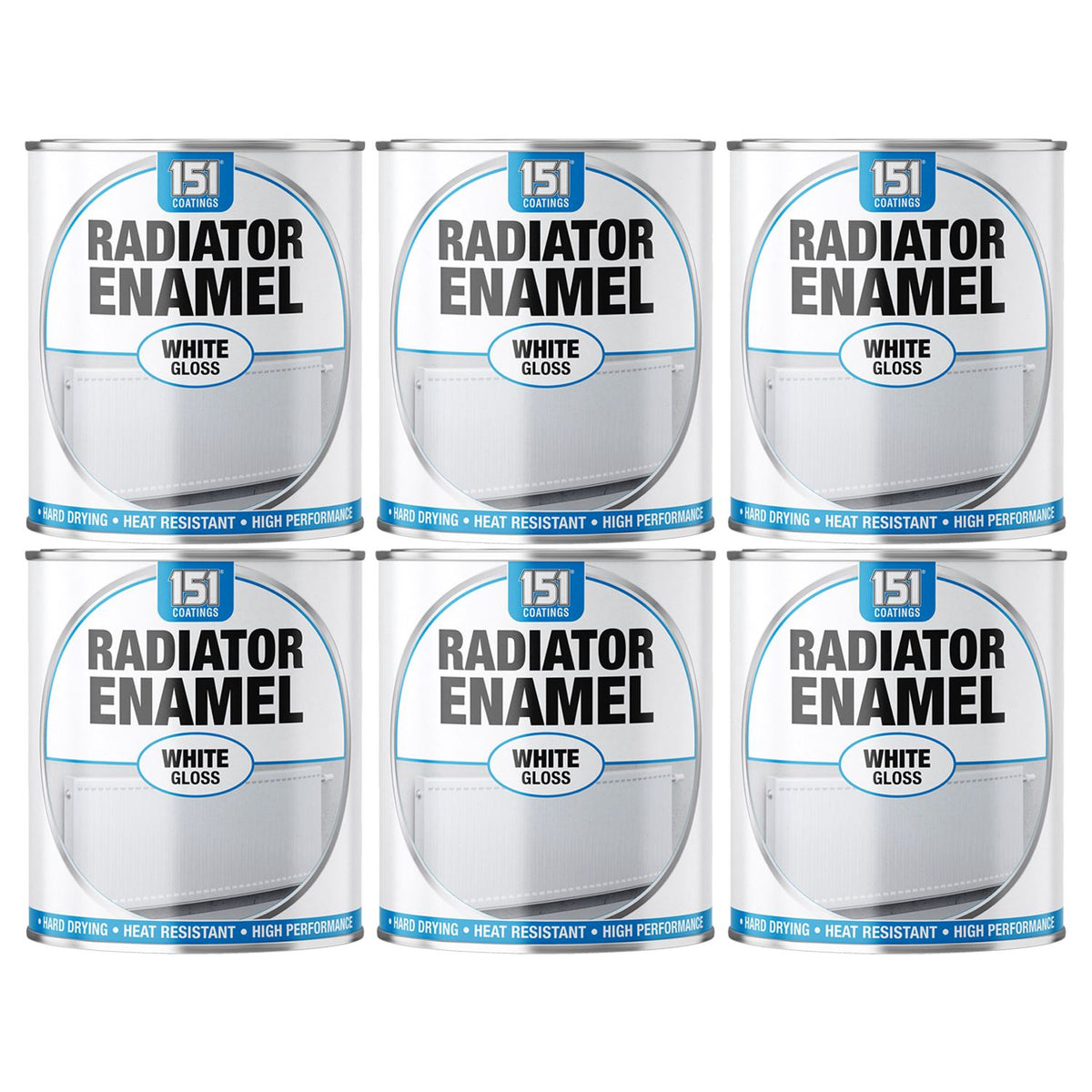 6X Radiator Enamel White Gloss Paint 300ml Tin Paint
