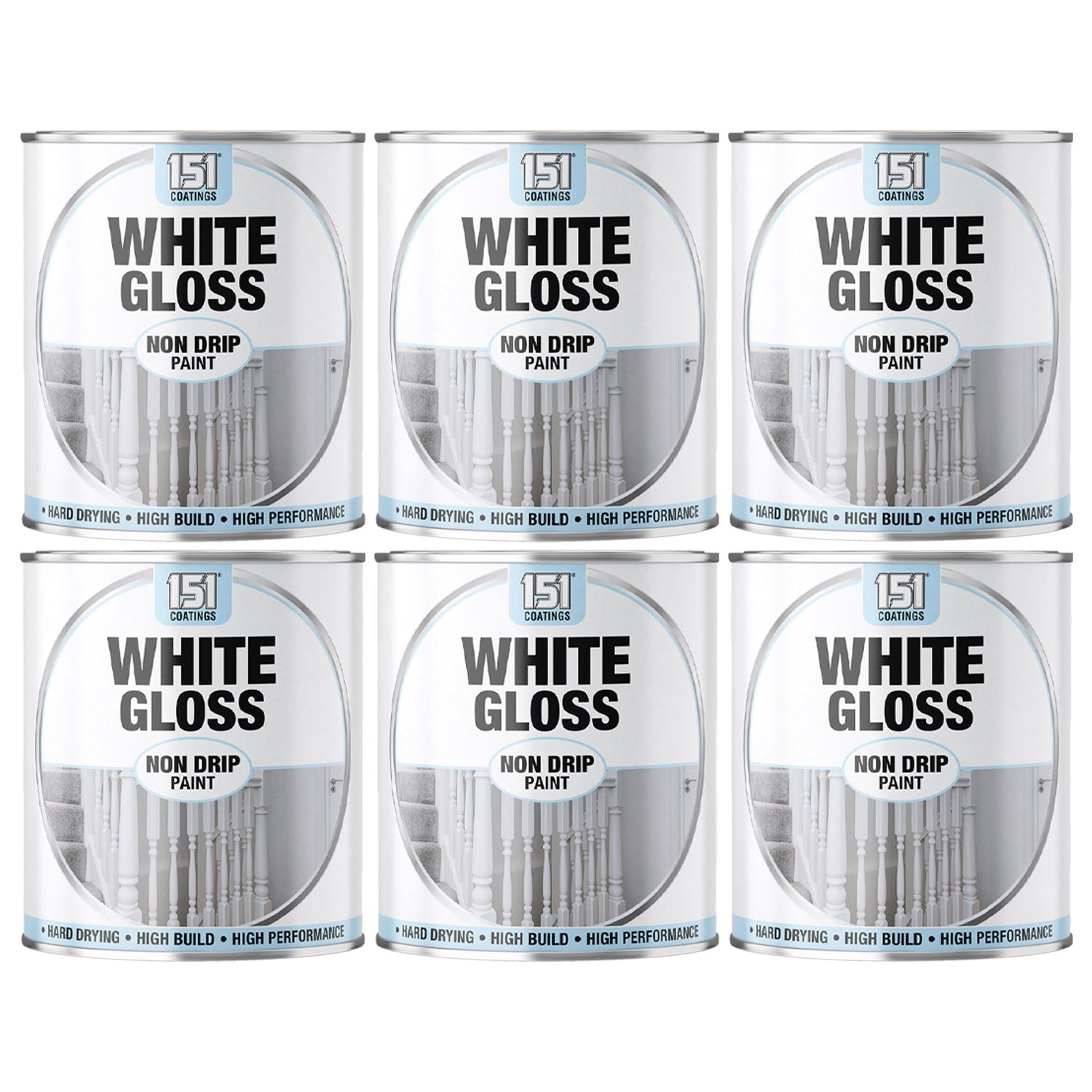 6X White Gloss Non-Drip Paint 300ml Tin Paint