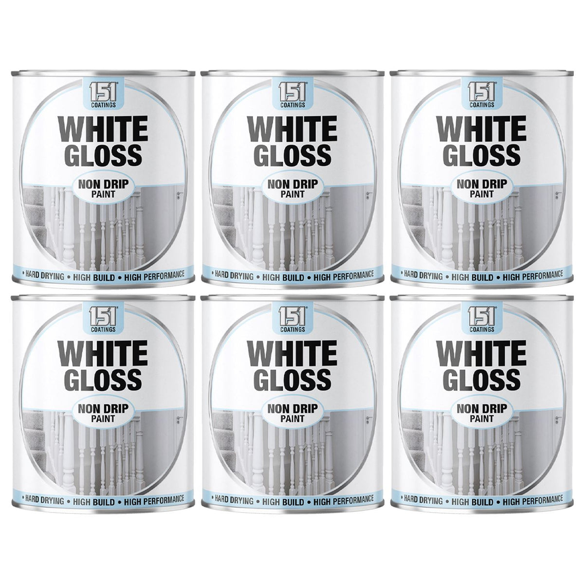 6X White Gloss Non-Drip Paint 300ml Tin Paint