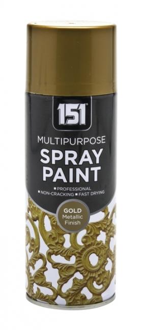 151 gold metallic spray paint can with a professional finish for decorative projects