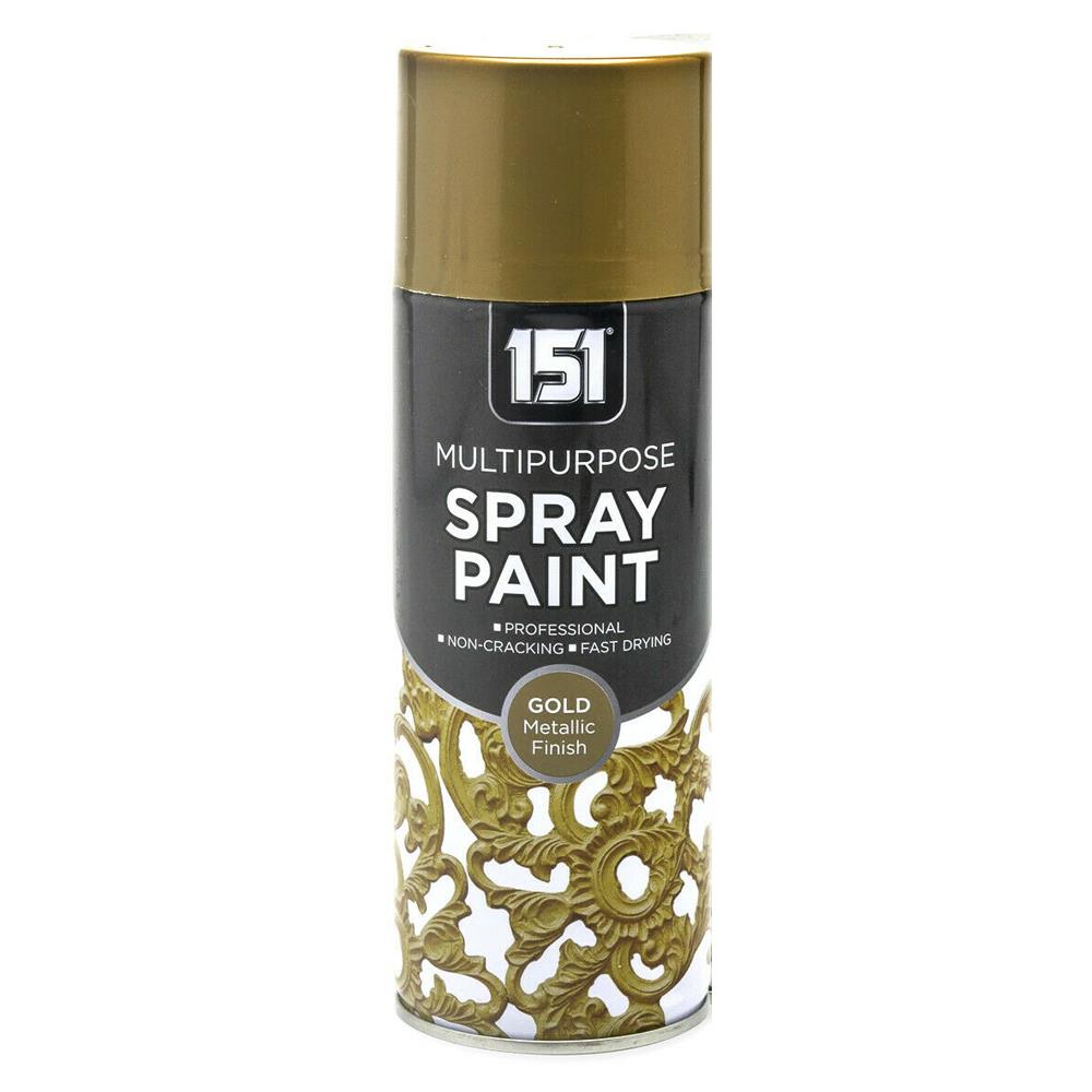 151 gold metallic spray paint canister featuring a professional non-cracking formula for easy application