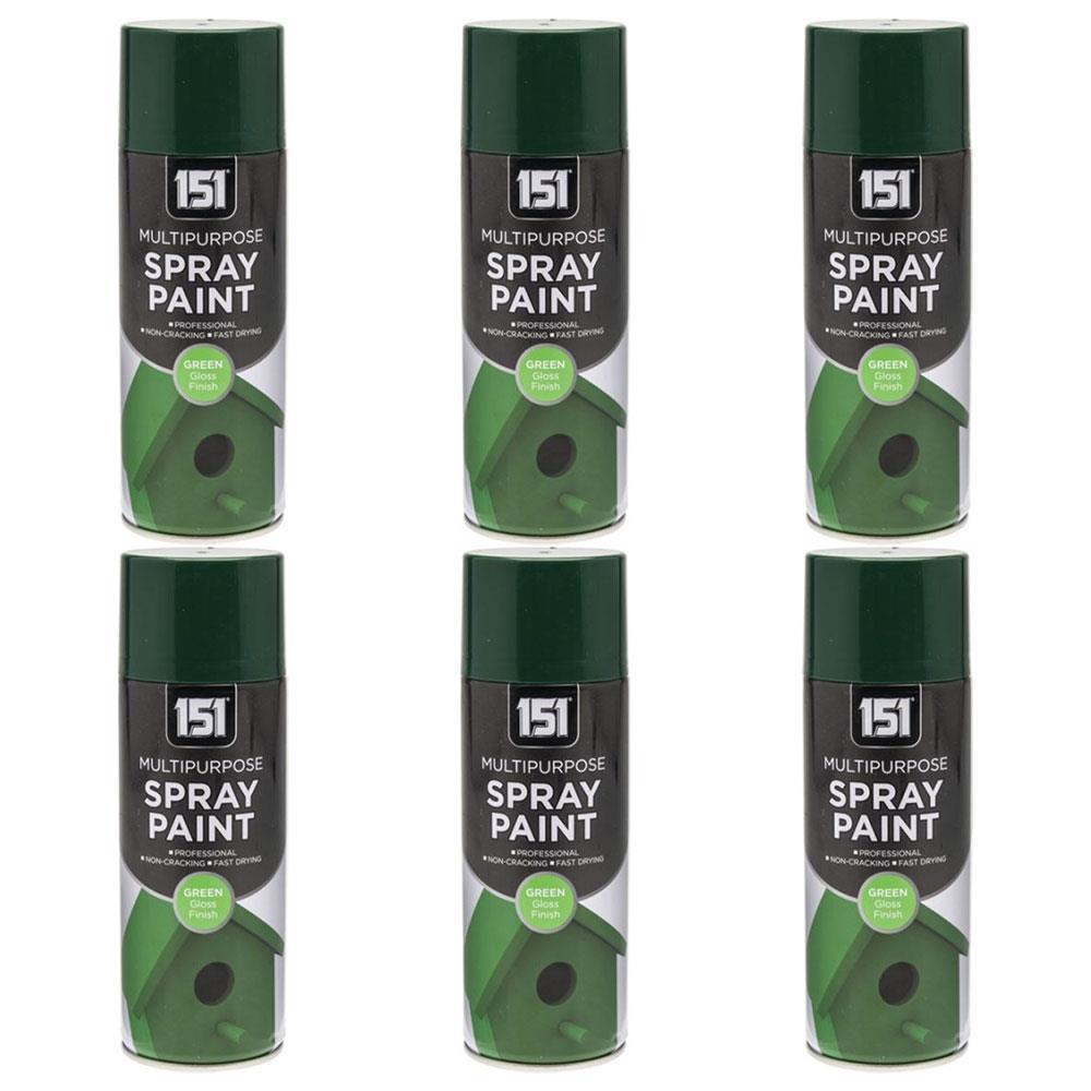 6X 151 Green Gloss Spray Paint 400ml Spray Paint
